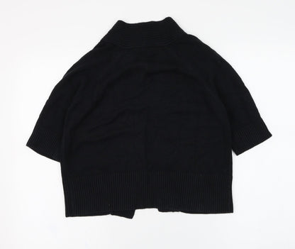 BHS Womens Black Square Neck  Cotton Cardigan Jumper Size 12