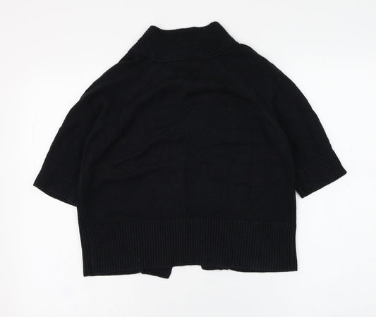 BHS Womens Black Square Neck  Cotton Cardigan Jumper Size 12