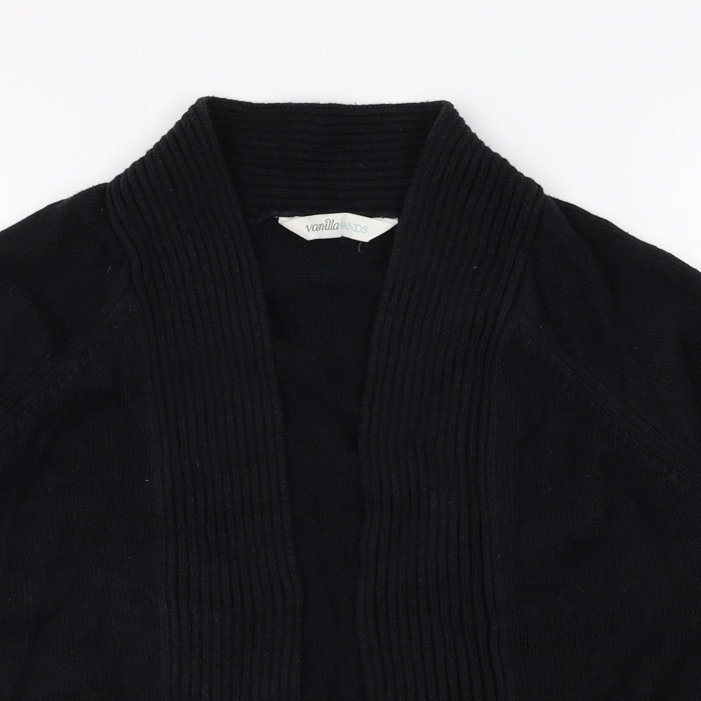 BHS Womens Black Square Neck  Cotton Cardigan Jumper Size 12