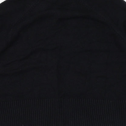 BHS Womens Black Square Neck  Cotton Cardigan Jumper Size 12