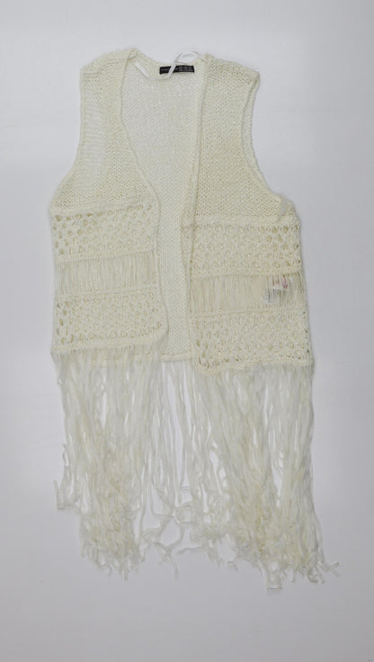 Primark Womens Ivory V-Neck  Acrylic Vest Jumper Size M