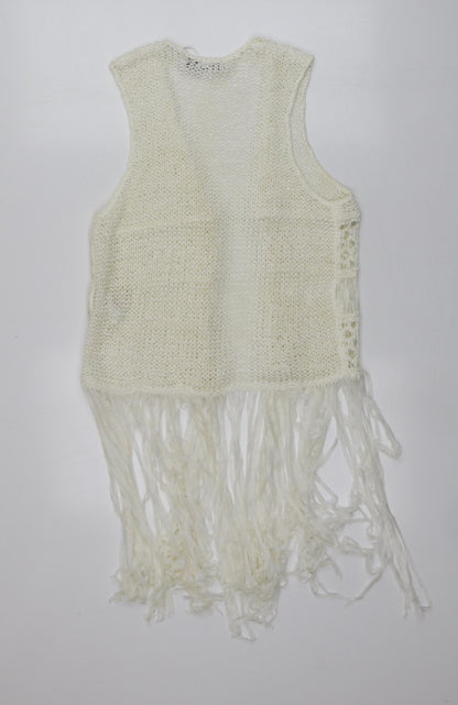 Primark Womens Ivory V-Neck  Acrylic Vest Jumper Size M