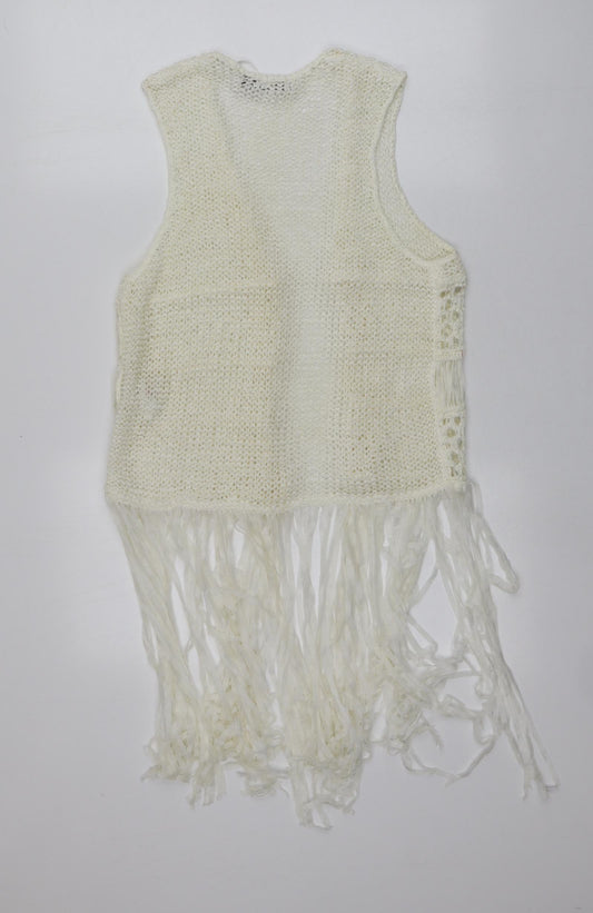 Primark Womens Ivory V-Neck  Acrylic Vest Jumper Size M