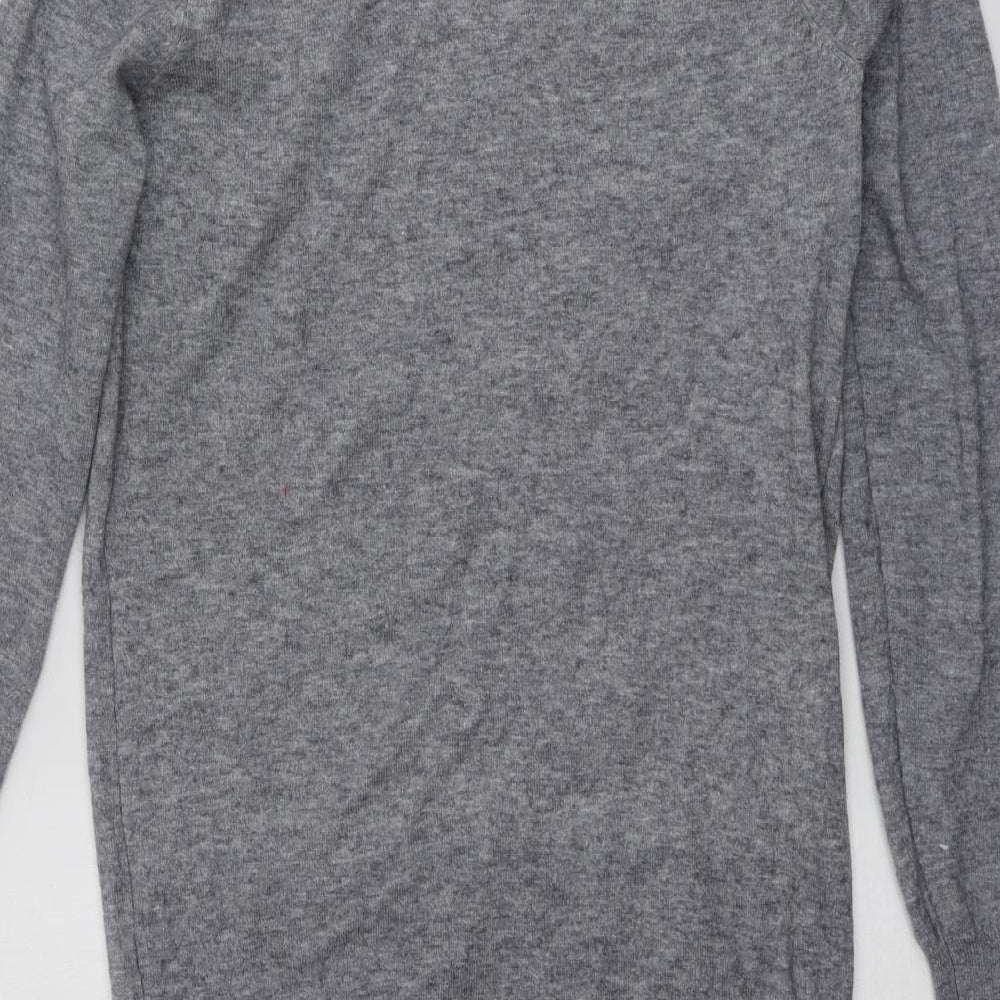 Seasons Greetings Womens Grey Round Neck Geometric Viscose Pullover Jumper Size 8   - Santa Jumper