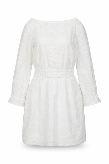 ASOS Womens White Geometric Cotton Mini  Size 8  Round Neck