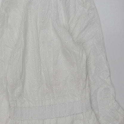 ASOS Womens White Geometric Cotton Mini  Size 8  Round Neck