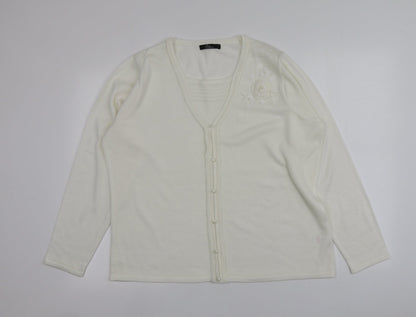 Womens UK Size L BM Ivory Cardigan Jumper