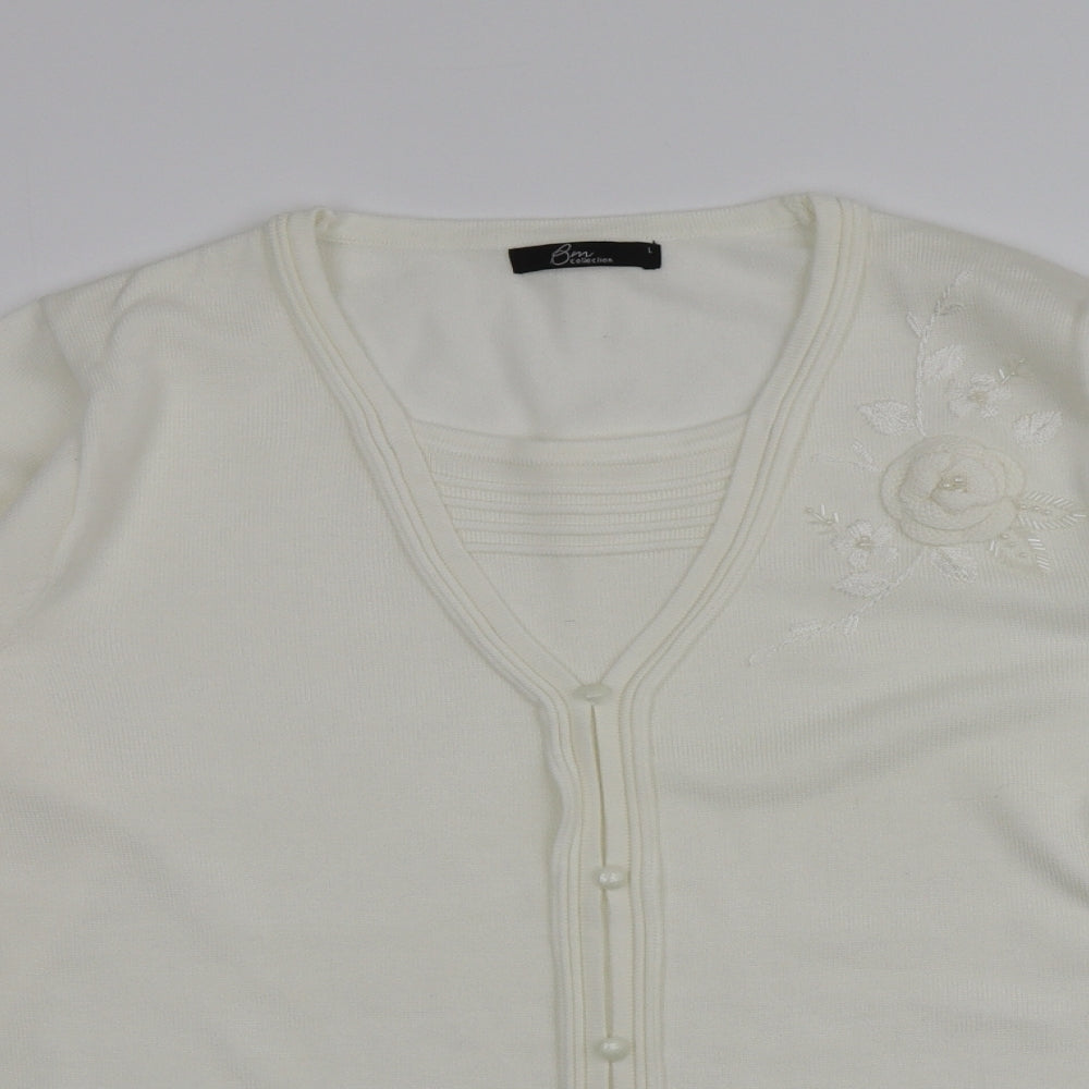 Womens UK Size L BM Ivory Cardigan Jumper