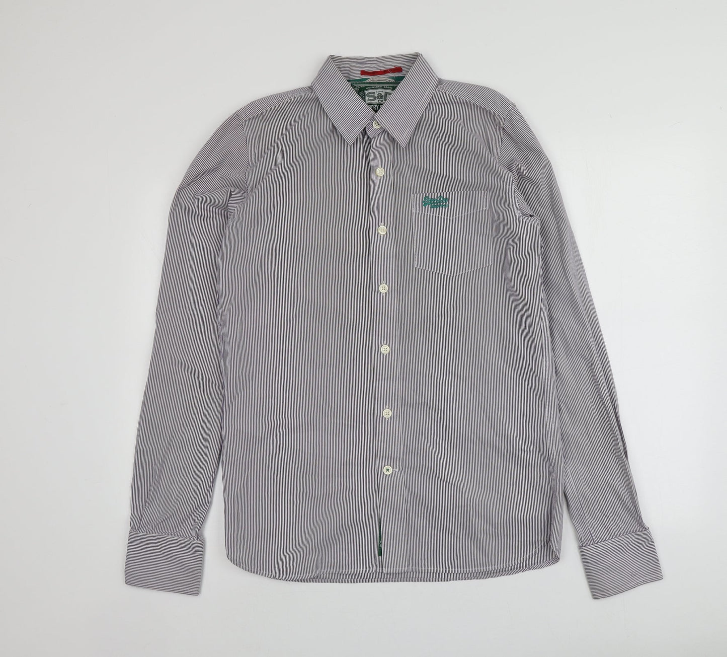 S&D Mens Purple Striped Cotton  Button-Up Size M Collared