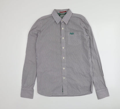 S&D Mens Purple Striped Cotton  Button-Up Size M Collared