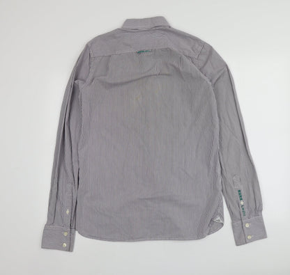 S&D Mens Purple Striped Cotton  Button-Up Size M Collared