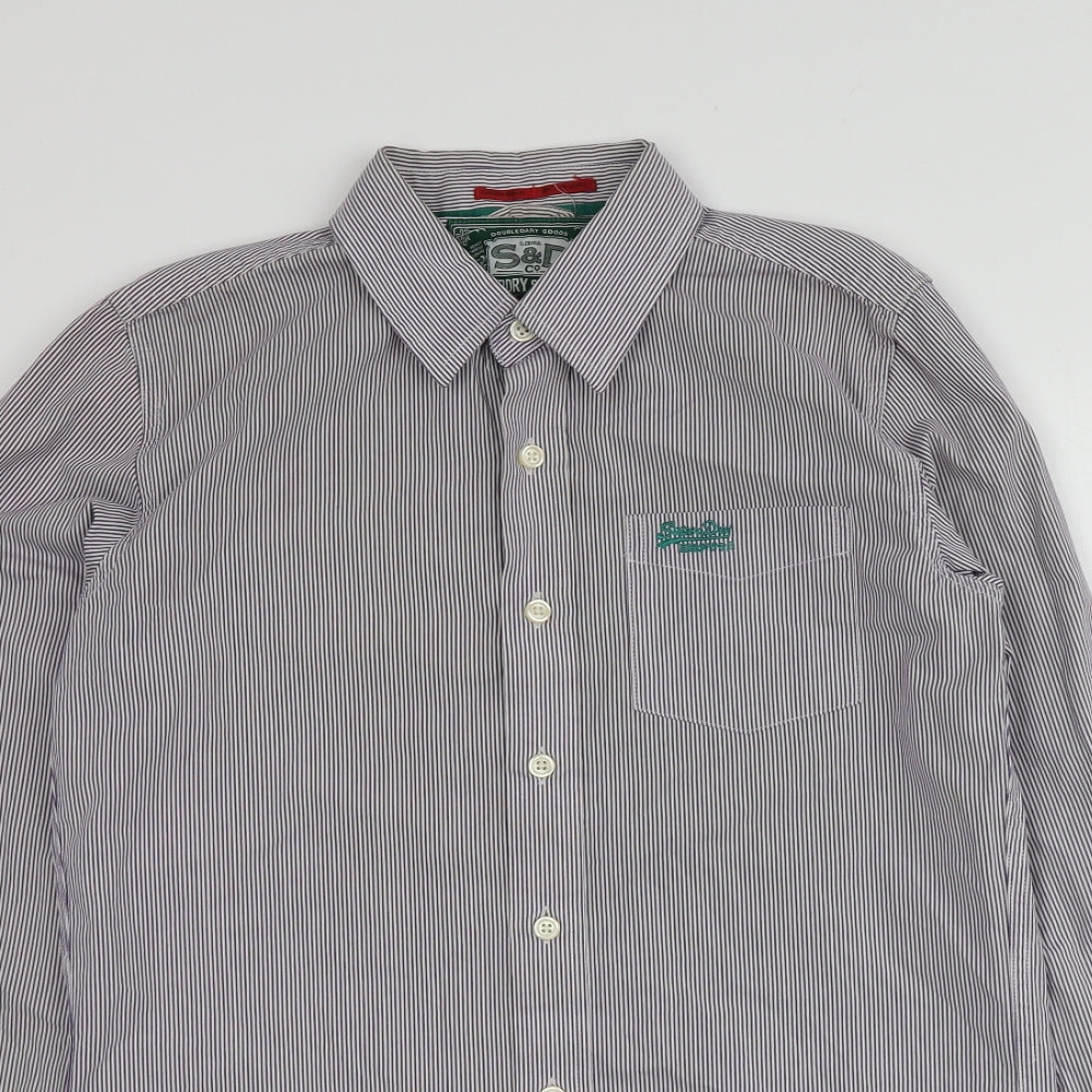 S&D Mens Purple Striped Cotton  Button-Up Size M Collared