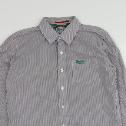 S&D Mens Purple Striped Cotton  Button-Up Size M Collared