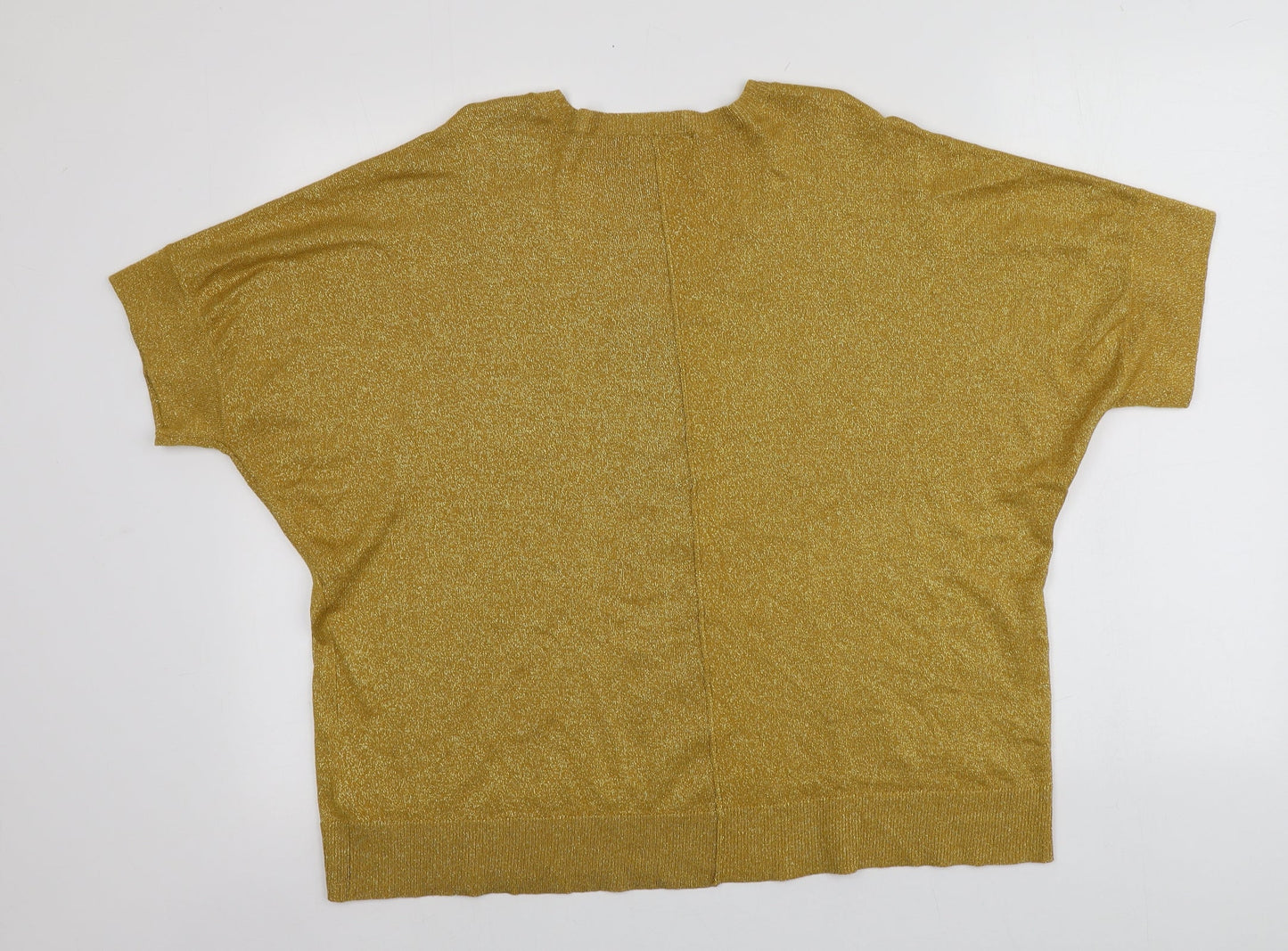 F&F Womens Gold V-Neck  Viscose Pullover Jumper Size 14
