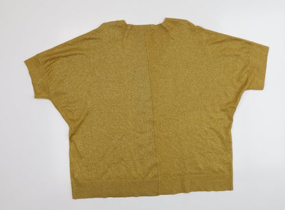 F&F Womens Gold V-Neck  Viscose Pullover Jumper Size 14