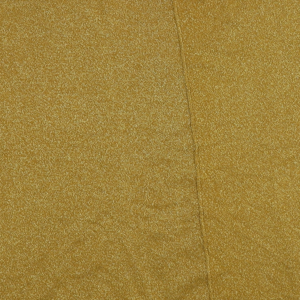 F&F Womens Gold V-Neck  Viscose Pullover Jumper Size 14