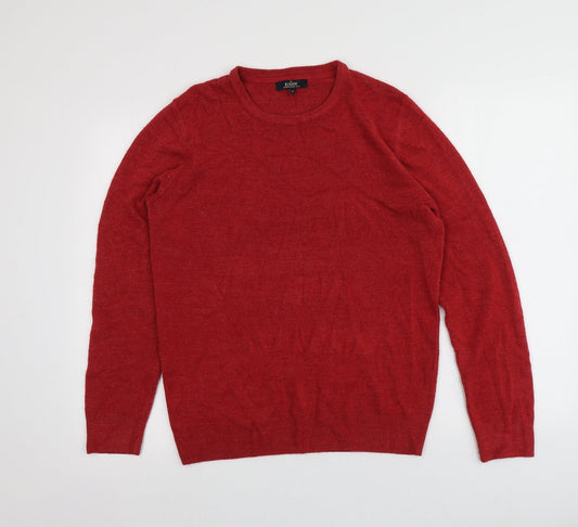 Easy Mens Red Round Neck  Acrylic Pullover Jumper Size S