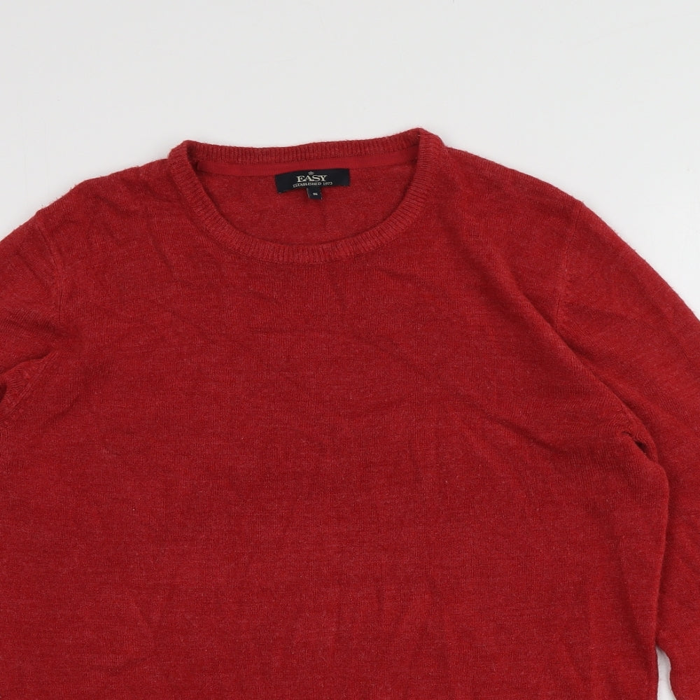 Easy Mens Red Round Neck  Acrylic Pullover Jumper Size S