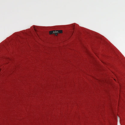 Easy Mens Red Round Neck  Acrylic Pullover Jumper Size S