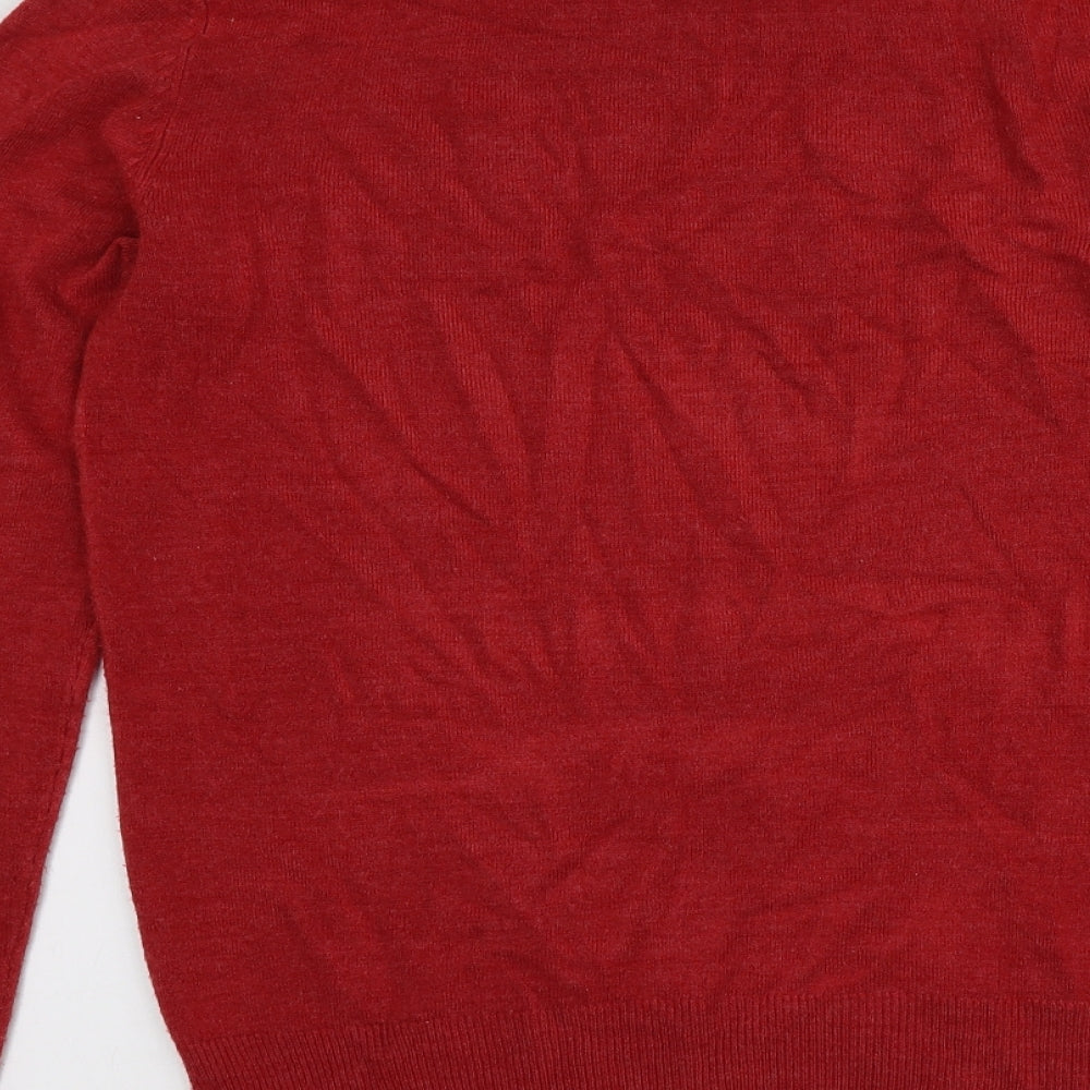 Easy Mens Red Round Neck  Acrylic Pullover Jumper Size S