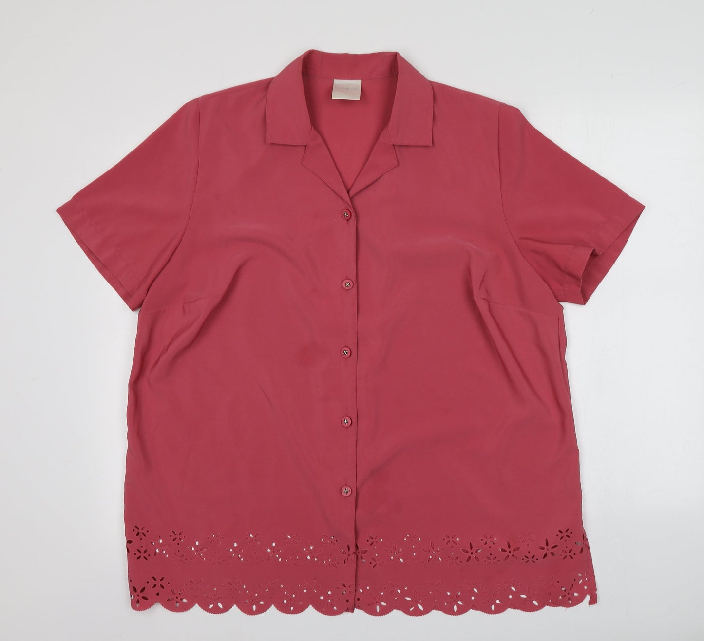 Classics Womens Pink  Polyester Basic Button-Up Size 20 V-Neck