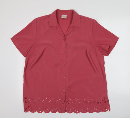 Classics Womens Pink  Polyester Basic Button-Up Size 20 V-Neck