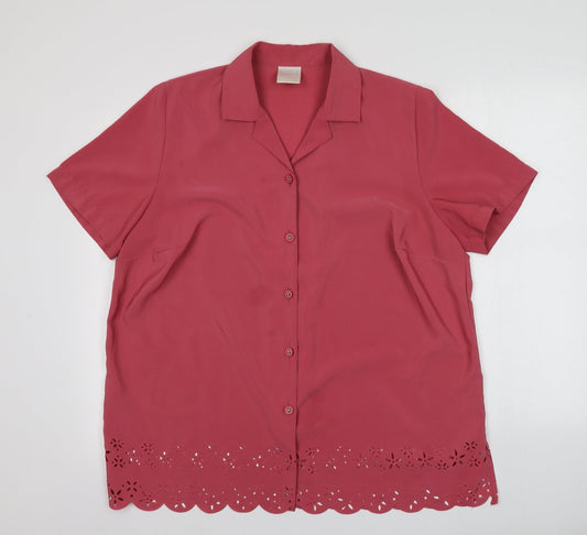 Classics Womens Pink  Polyester Basic Button-Up Size 20 V-Neck