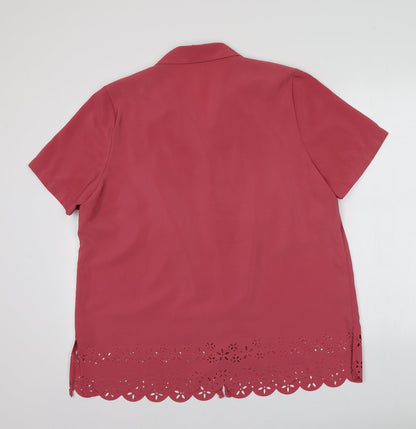 Classics Womens Pink  Polyester Basic Button-Up Size 20 V-Neck