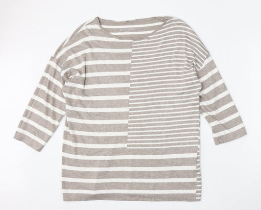 Gerry Weber Womens Beige Round Neck Striped Viscose Pullover Jumper Size L