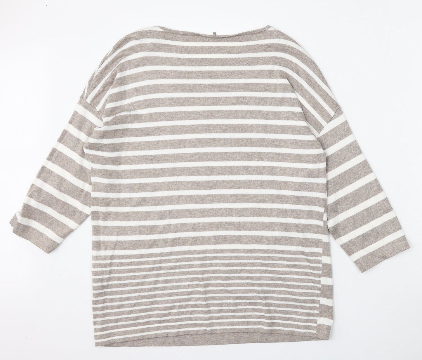 Gerry Weber Womens Beige Round Neck Striped Viscose Pullover Jumper Size L