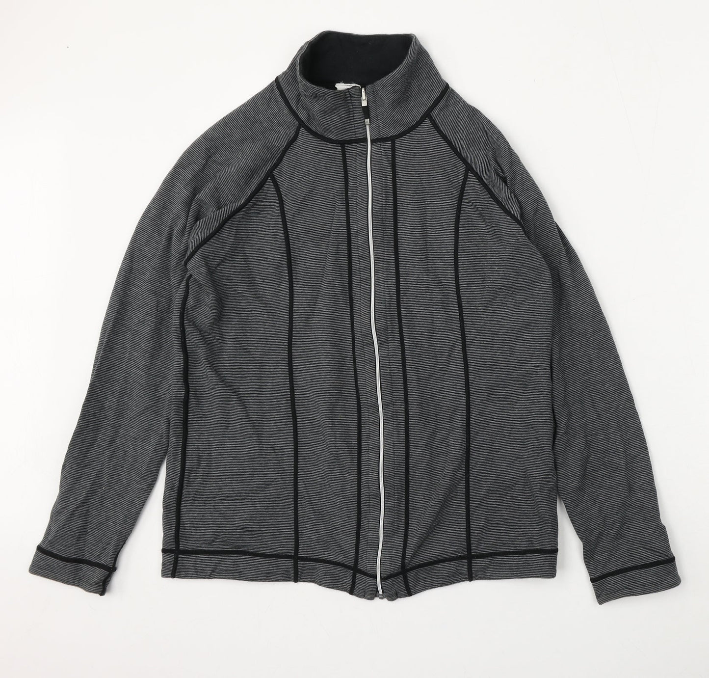 Kirkland Womens Grey Striped Cotton Full Zip Sweatshirt Size M  Zip