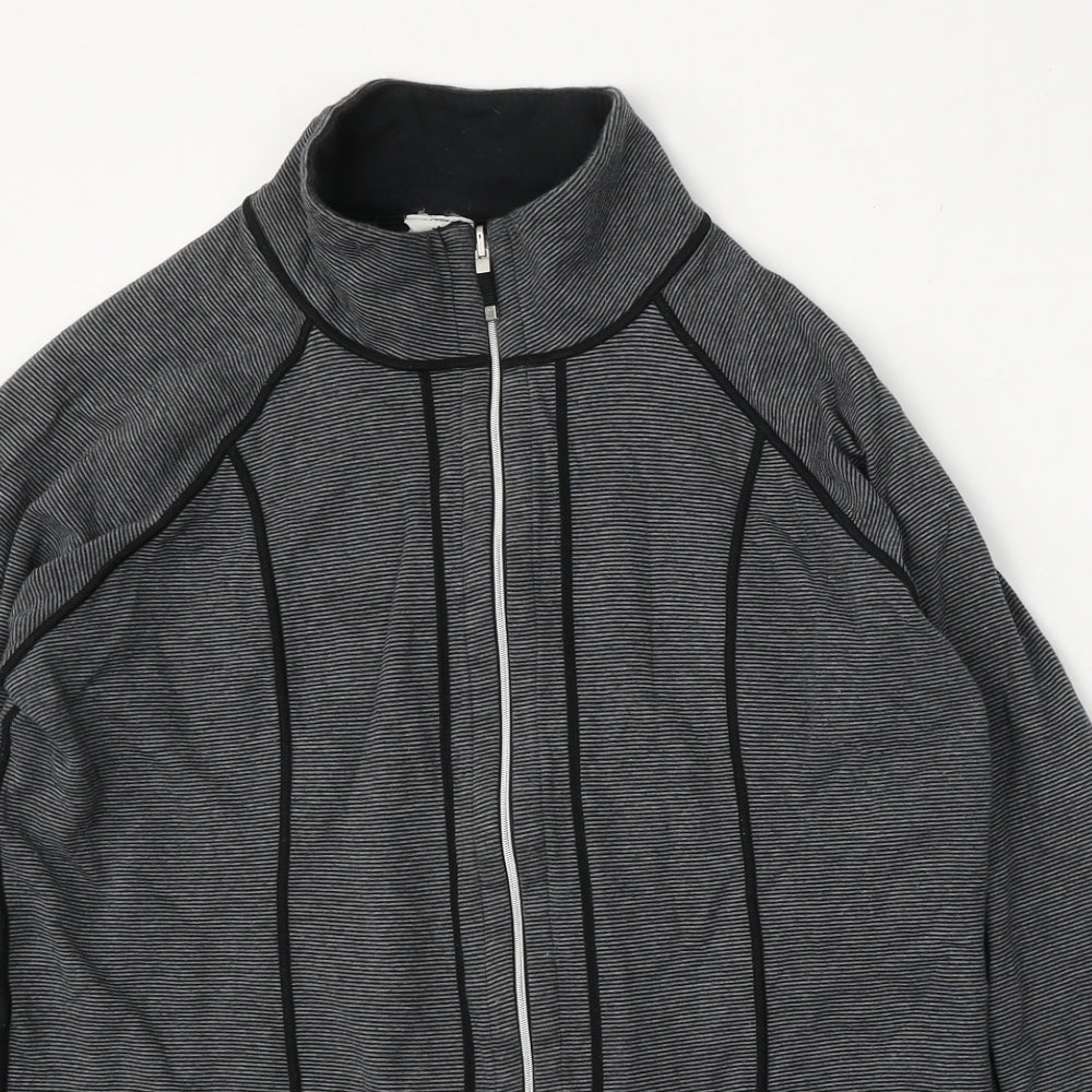 Kirkland Womens Grey Striped Cotton Full Zip Sweatshirt Size M  Zip