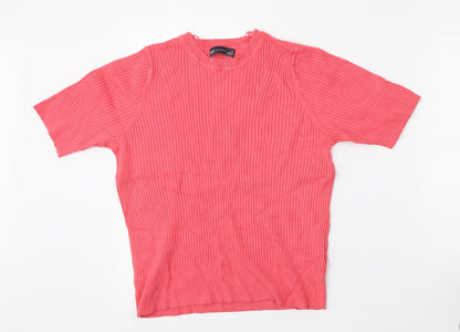 Marks and Spencer Womens Pink Round Neck  Viscose Pullover Jumper Size 14