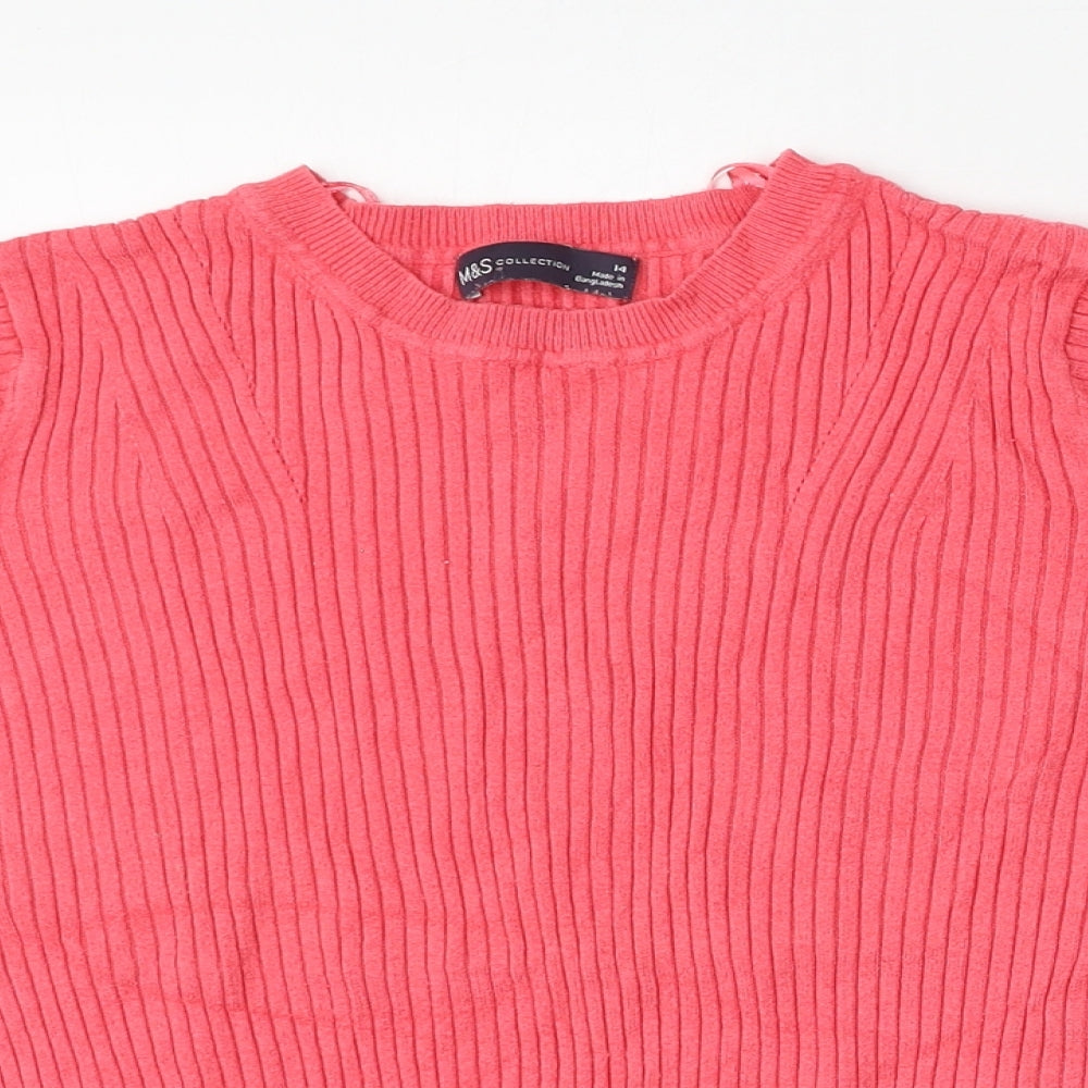Marks and Spencer Womens Pink Round Neck  Viscose Pullover Jumper Size 14