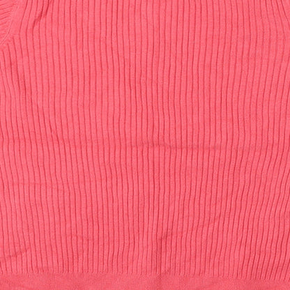 Marks and Spencer Womens Pink Round Neck  Viscose Pullover Jumper Size 14