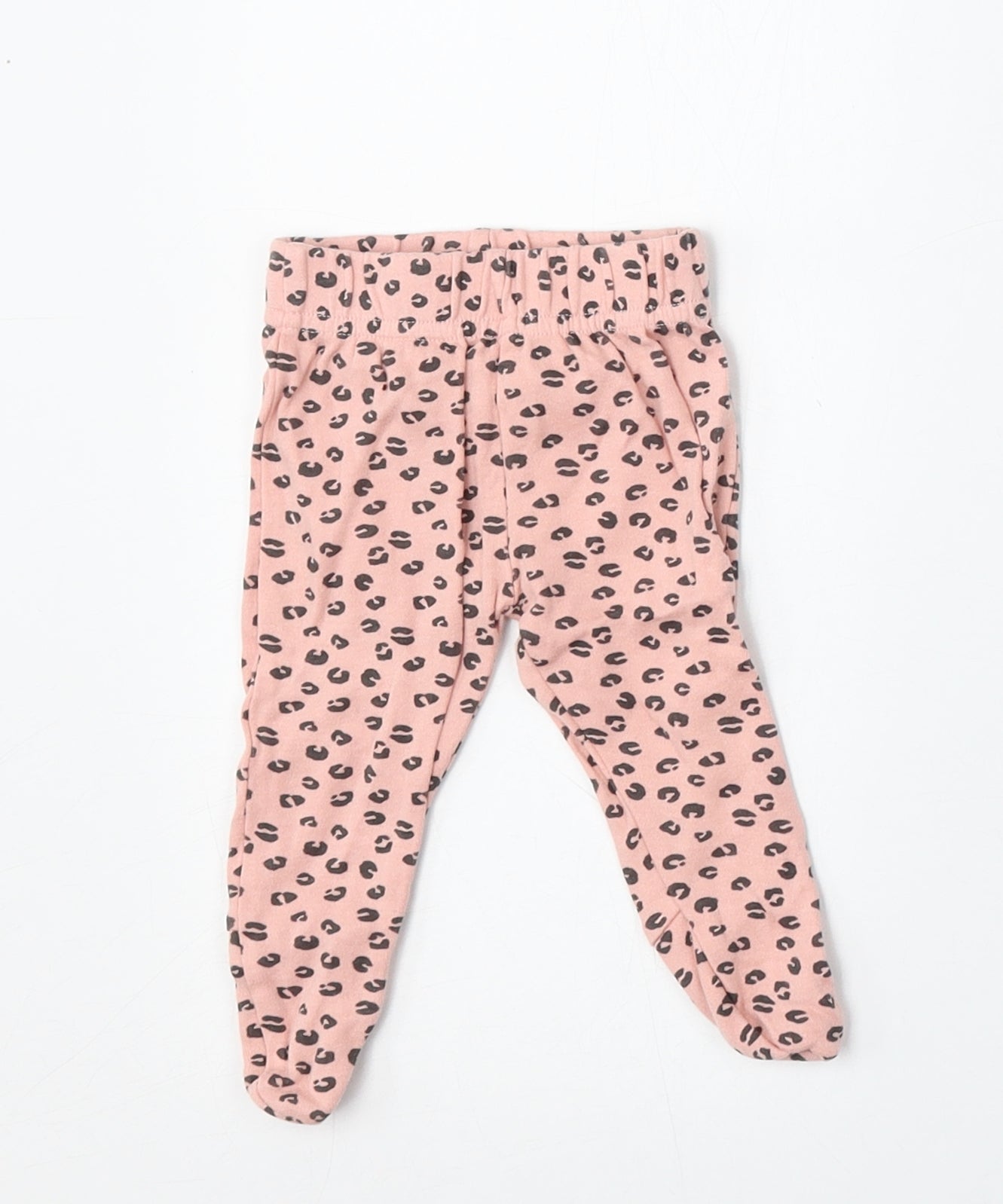 Pep&CO Girls Pink Animal Print Cotton Jogger Trousers Size Newborn