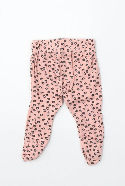 Pep&CO Girls Pink Animal Print Cotton Jogger Trousers Size Newborn