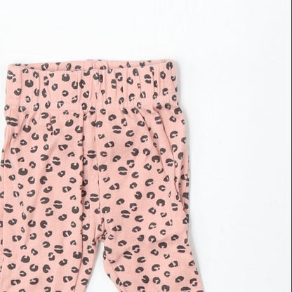 Pep&CO Girls Pink Animal Print Cotton Jogger Trousers Size Newborn