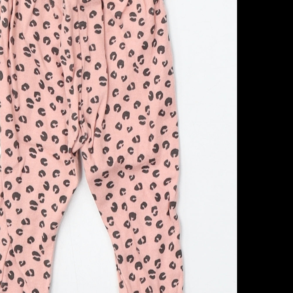 Pep&CO Girls Pink Animal Print Cotton Jogger Trousers Size Newborn