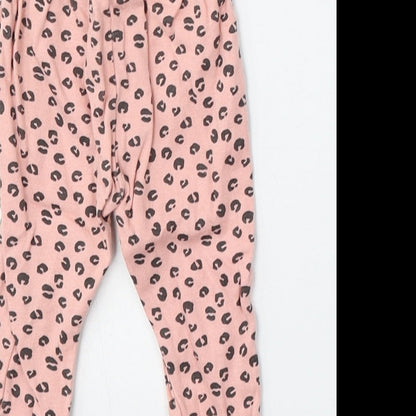 Pep&CO Girls Pink Animal Print Cotton Jogger Trousers Size Newborn