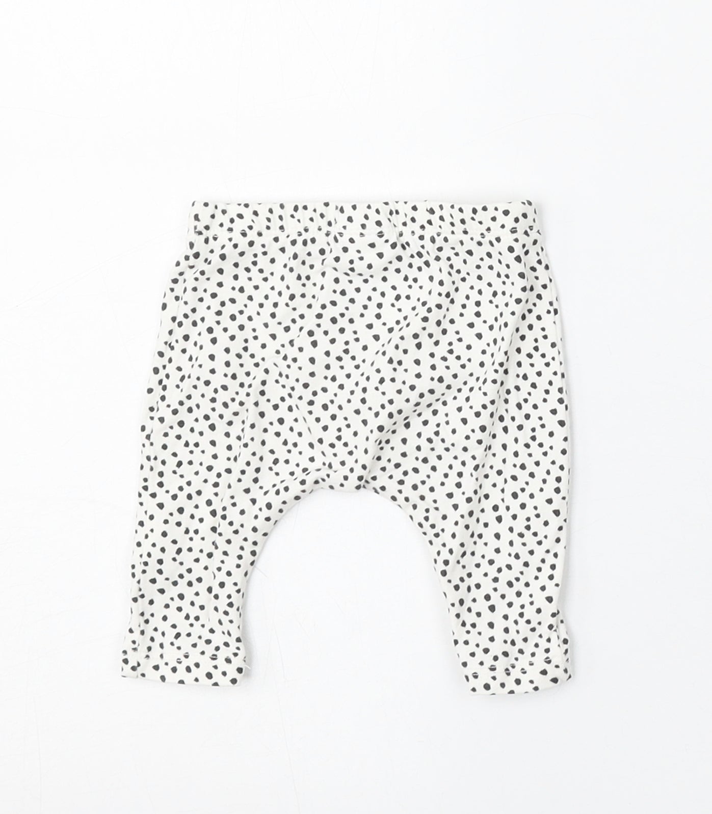 NEXT Girls White Animal Print Cotton Jogger Trousers Size Newborn