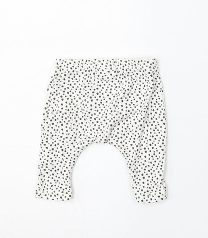 NEXT Girls White Animal Print Cotton Jogger Trousers Size Newborn