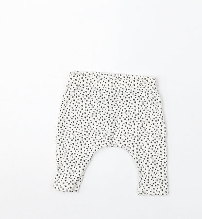 NEXT Girls White Animal Print Cotton Jogger Trousers Size Newborn