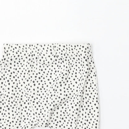 NEXT Girls White Animal Print Cotton Jogger Trousers Size Newborn