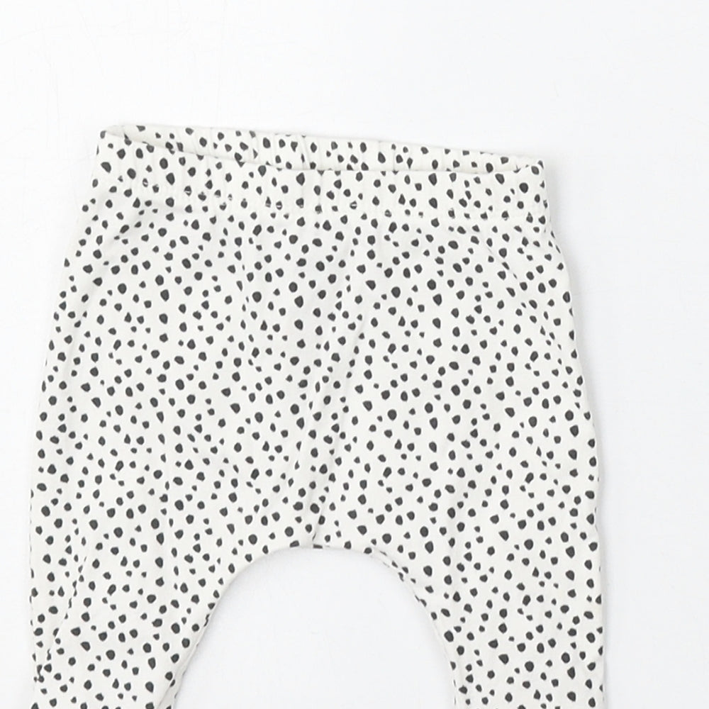 NEXT Girls White Animal Print Cotton Jogger Trousers Size Newborn