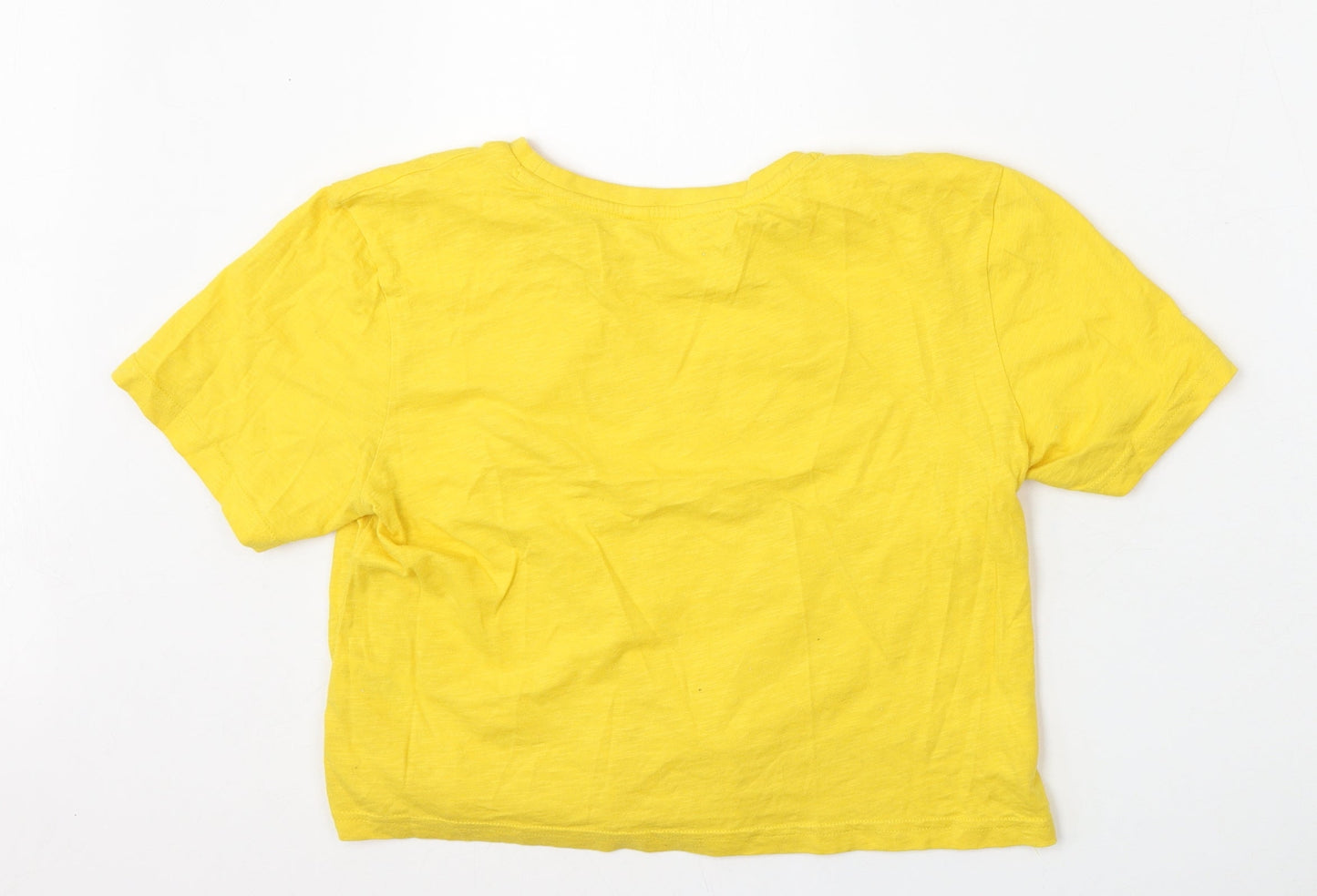 Candy Girls Yellow  Cotton Basic T-Shirt Size 13 Years Round Neck