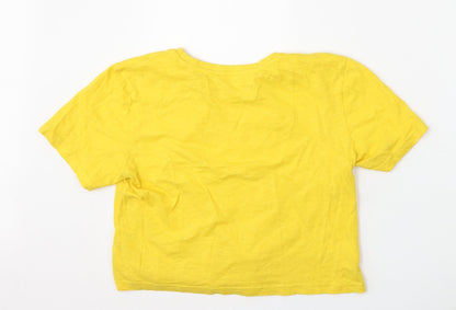 Candy Girls Yellow  Cotton Basic T-Shirt Size 13 Years Round Neck