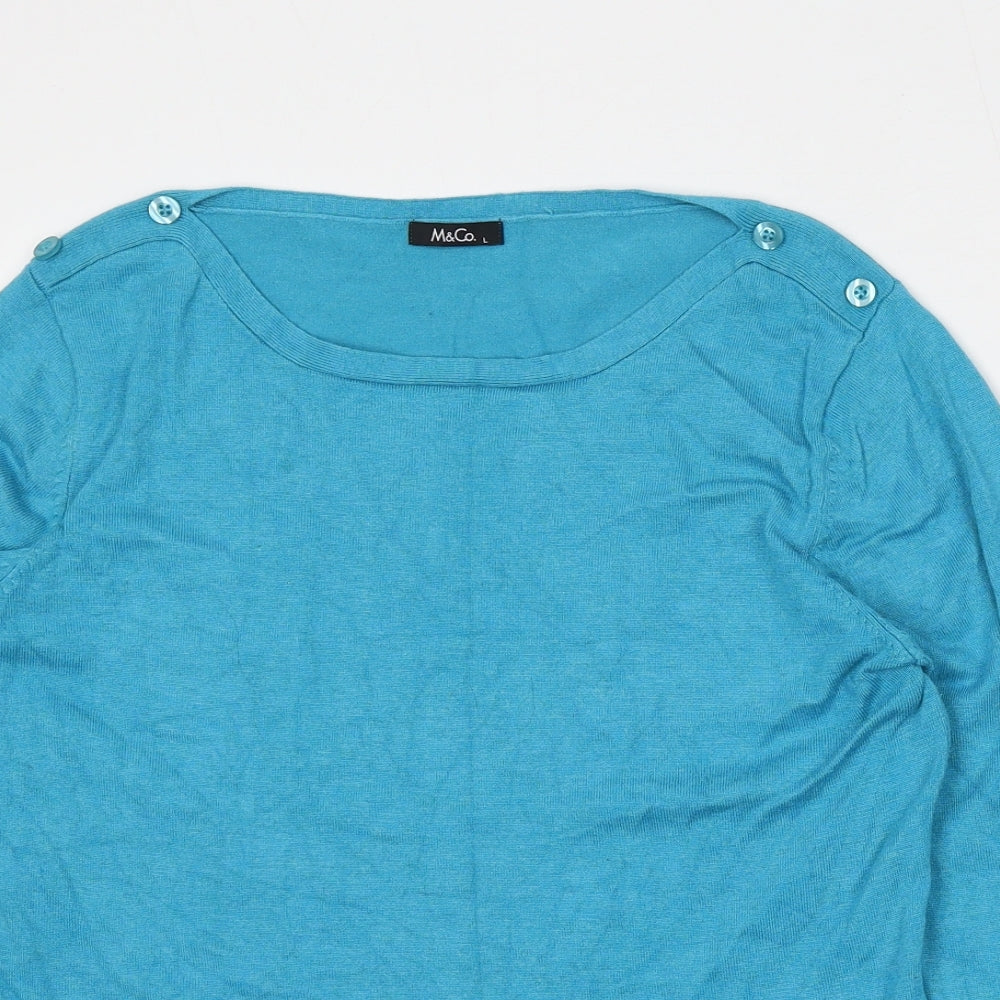 Womens UK Size L M&Co Blue Pullover Jumper