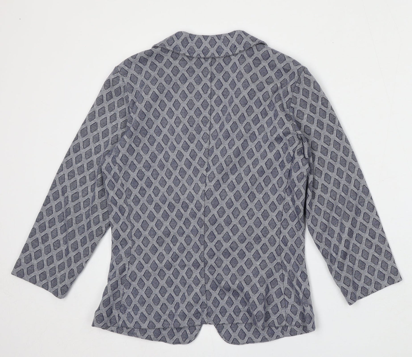 PURE Collection Womens Blue Geometric Cotton Jacket Blazer Size 8