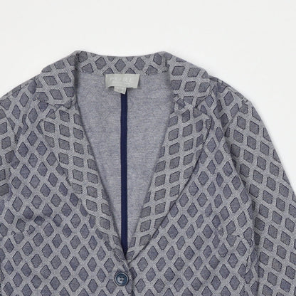 PURE Collection Womens Blue Geometric Cotton Jacket Blazer Size 8
